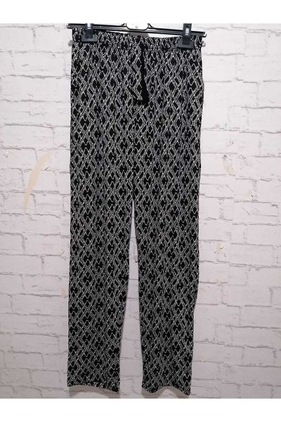 anne moda ankara High Waist 2 Pocket Patterned Summer Viscose Cotton Trousers