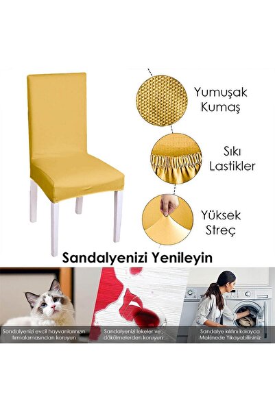 Faiend Balpeteği Desen Likra Kumaşlı Tüylenmez Yikanabilir Sandalye Örtüsü Sandalye Kılıfı Yeni Model Tekli