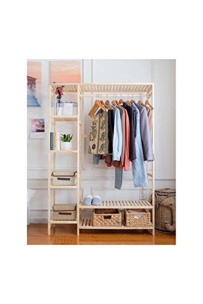 Mirapet Mira Ahşap Ahşap Ayaklı Askı Elbise Askısı Çok Amaçlı Dolap Gardırop ...