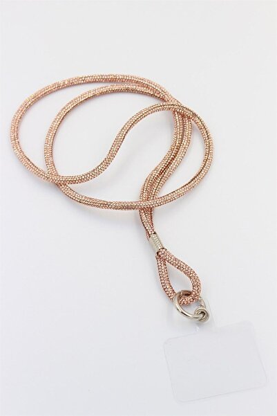 GLORIA NK JEWELLERY Taşlı Rose Gold Uzun Telefon Boyun Askısı (75 Cm)