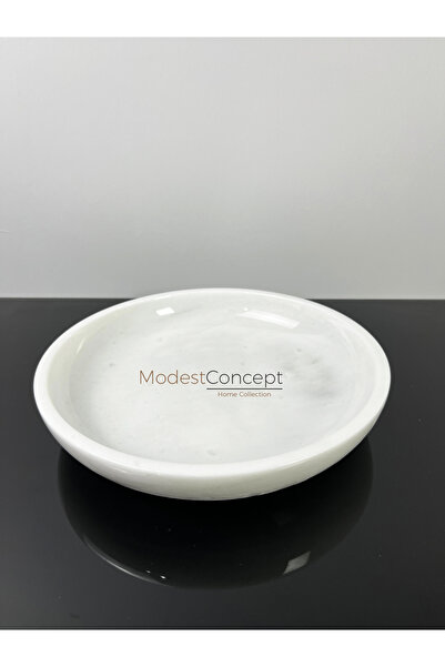 Modestmar Doğal Beyaz Mermer Kase 26cm, Mermer Tabak