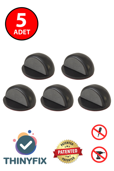 İNCAREA Yarım Ay Kendinden Yapışkanlı Siyah Plastik Kapı Stoperi / Durdurucu / Tutucu Tamponu 5 Adet