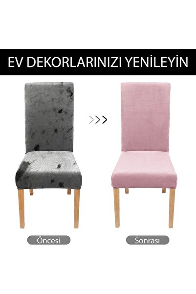 Faiend Kaliteli Likralı Kadife Sandalye Örtüsü Sandalye Kılıfı Mutfak Sandalye Örtüsü Sandalye Koruma 6li