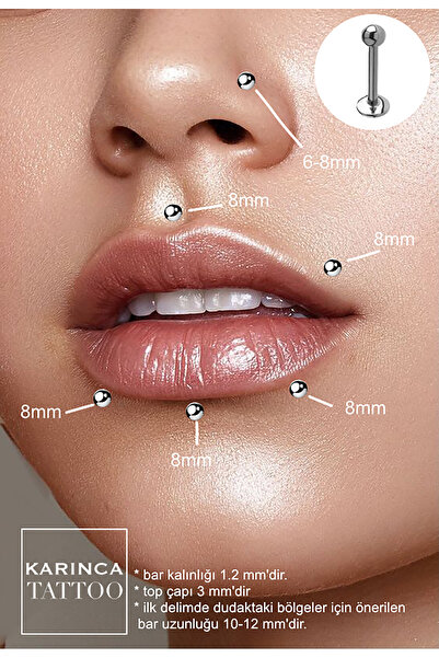 Karınca Piercing %100 Kararmaz Cerrahi Çelik Piercing Labret Dudak Snake Bites Conch Tragus Helix Flat Kulak Küpe