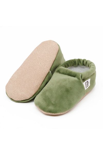 Ella Bonna Green Velvet Baby Booties - Non-Slip Sole, Home Boot Slippers