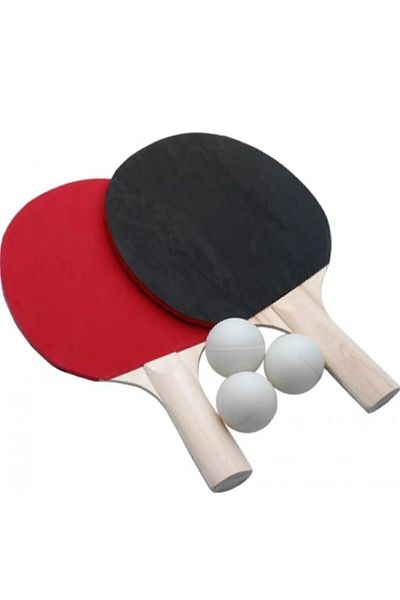 HASBAY Table Tennis Racket Set - 2 Rackets and 3 Pompom Balls