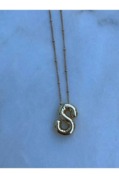 Tuğçe Türkeş Aksesuar Steel Gold Buble S Letter Necklace