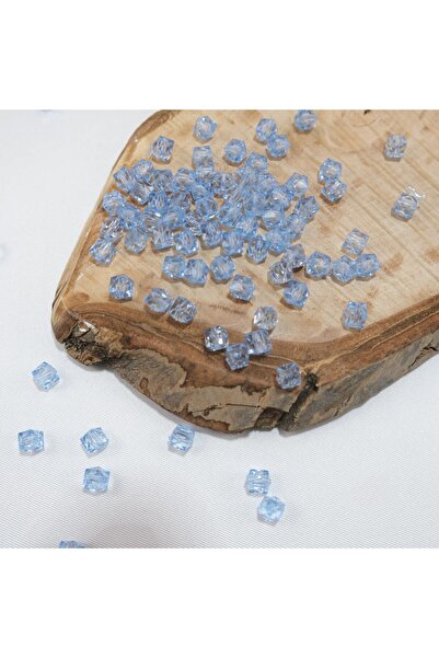Prestij Boncuk Ανοιχτό μπλε χάντρες κύβος - 10 mm ακρυλικές χάντρες τσάντας και κοσμημάτων 500 γραμμάρια