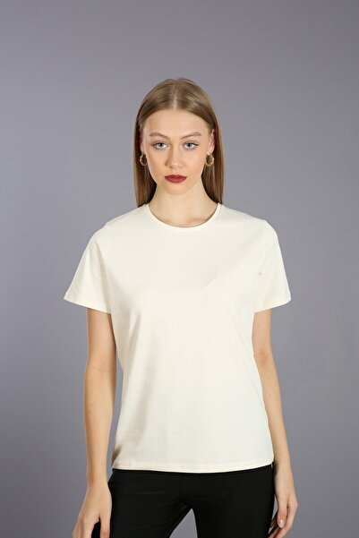 Kallisto Tricou tricotat cu mânecă scurtă din bumbac ecru