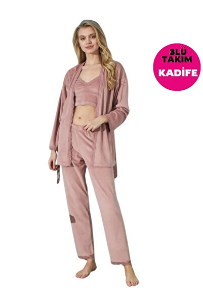 bie's Μακρυμάνικο βελούδινο σετ πιτζάμες με λουράκι από σχοινί και λεπτομέρει...