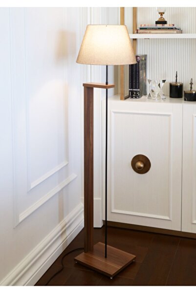 HOMİNG Pi Ahşap Gövdeli Kumbeji Kumaş Başlıklı Lambader Ayd-3134