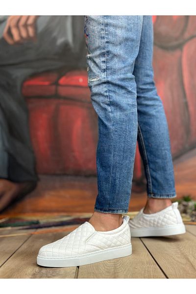 Epikoza Laceless Quilted White Casual Men's Shoes Ekz458Mr21