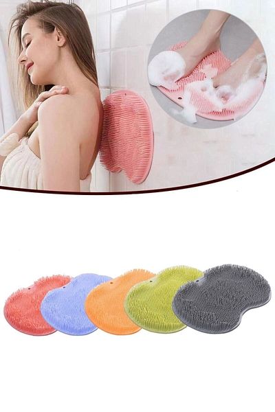 Lexi Bella 2 Pieces Bath Silicone Shower Pouch - Pad, Hand Foot, Body, Shower Washcloth with Suction Cups