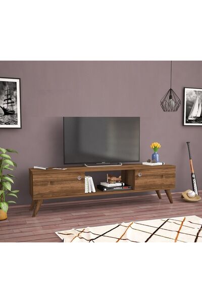 Ankara Mobilya Wood Ahşap Ayaklı Ceviz 160 Cm Tv Ünitesi
