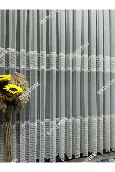 Perde Pendik Özel İşlemeli,Salon Tülü,Zarif,Şık,Desenli,Tül,Zambak,Ütü İsteme...