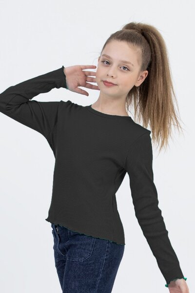 DMB BOYS & GIRLS Боди за момиче - дълъг ръкав, оребрена пола и вълнообразен р...