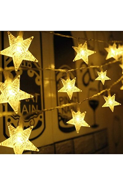 Genel Markalar Yıldız Led Işık 3 Metre Sarı Gün Işığı Dekoratif Pilli Aydınlatma Paneli