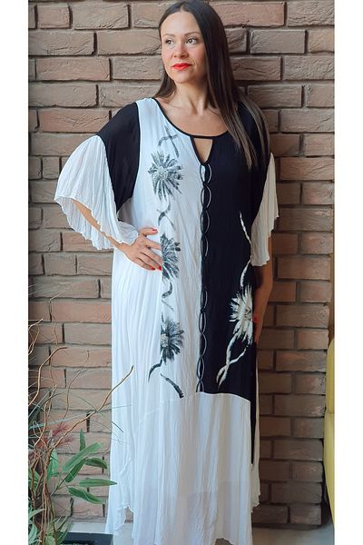 Park Moda Model 1624 Rochie Italiană cu Jumătate de Mânecă cu Motiv Floral