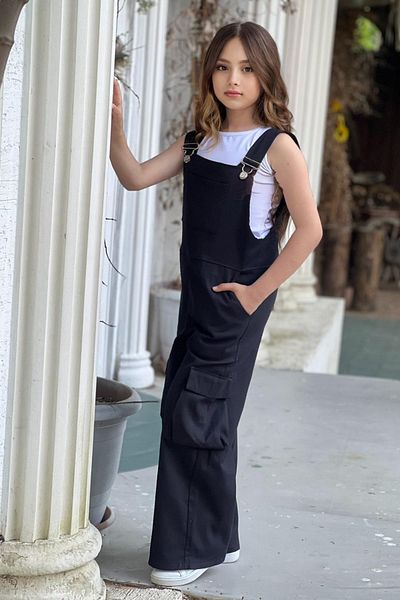 bücürlerin dünyası Girl's Gabardine Jumpsuit and T-shirt 2-Piece Set