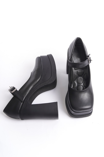 Shoesers Kadın Özel Tasarım Yüksek Platform Topuklu Balerin Bantlı Topuklu Ayakkabı