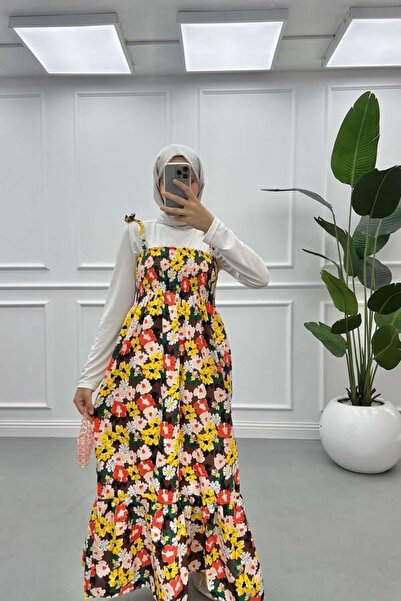 Blue Trend فستان نسائي منقوش بالزهور - حزام حبل