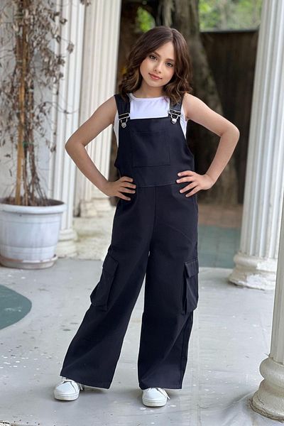 bücürlerin dünyası Girl's Gabardine Jumpsuit and T-shirt 2-Piece Set
