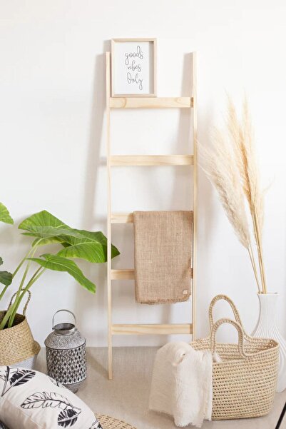 Genel Markalar Dekoratif Masif Ahşap Merdiven Dekoratif Merdiven Raf 130cmx40cm( Kurulu Ürün )