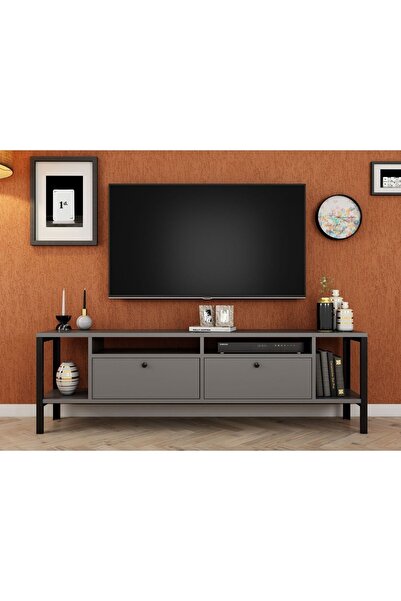 Ankara Mobilya Alaluna Metal Ayaklı Antrasit 160 Cm Tv Ünitesi