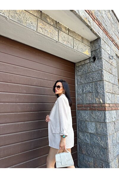 ZF BUTİK Folded Linen Jacket - Relaxed Fit