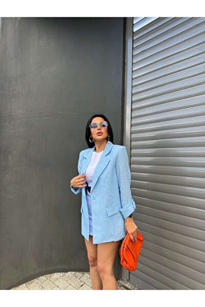 ZF BUTİK Folded Linen Jacket - Relaxed Fit