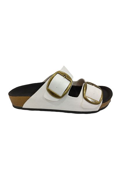 Pierre Cardin 6958 Papuci albi pentru femei cu cataramă dublă