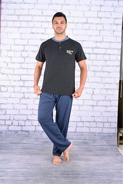 ASMATEKSTİL Summer Men's Pajama Set - Short Sleeve