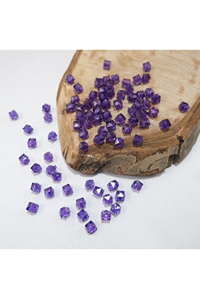 Prestij Boncuk مكعب خرز أكريليك أرجواني 10 مم - حقيبة 500 جرام وخرز مجوهرات