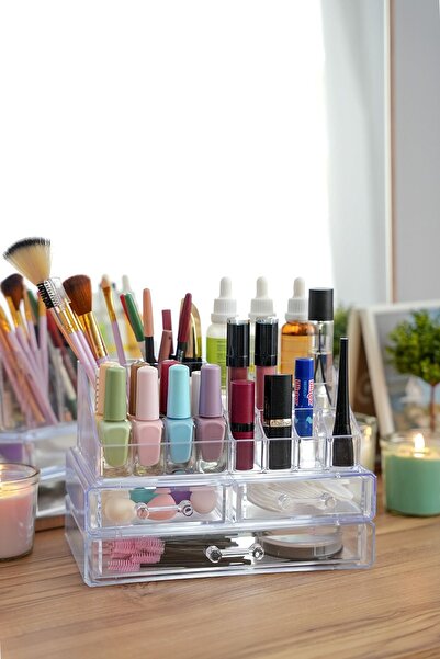 Vivart مجموعة منظم مكياج ومستحضرات تجميل كبيرة الحجم ذات تصميم أنيق مكونة من 3 أدراج