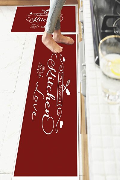 Halı Ikili Dekoratif Tezgah Önü Paspas Takımı