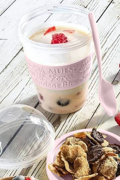 BLACK DEER 600 ml Lilac Go Detox - Fruit Yogurt Muesli Container with Lid, Prepare and Take Off Nutrition Diet