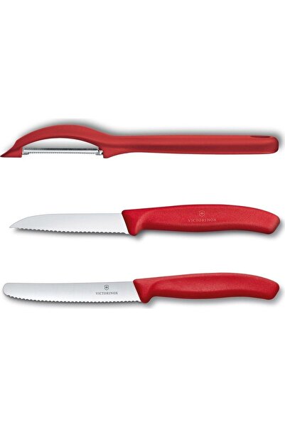 Victorinox Soyacak, Soyma Ve Domates Bıçağı Seti Kırmızı