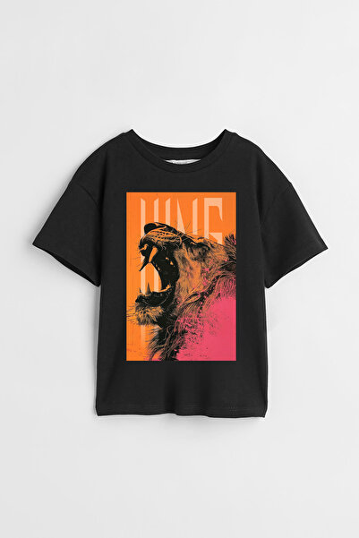 Darkia تي شيرت للأطفال للجنسين مطبوع عليه King King Lion - تصميم مخصص