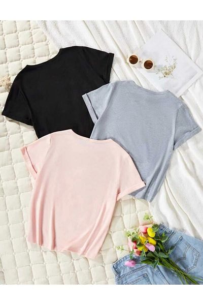 DAXİS Sportwear Company Set de 3 tricouri cu imprimeu inimă pentru fete