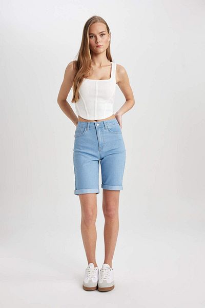 DeFacto Picior pliat - Pantaloni scurți bermude din denim cu talie normală A1958ax23sm