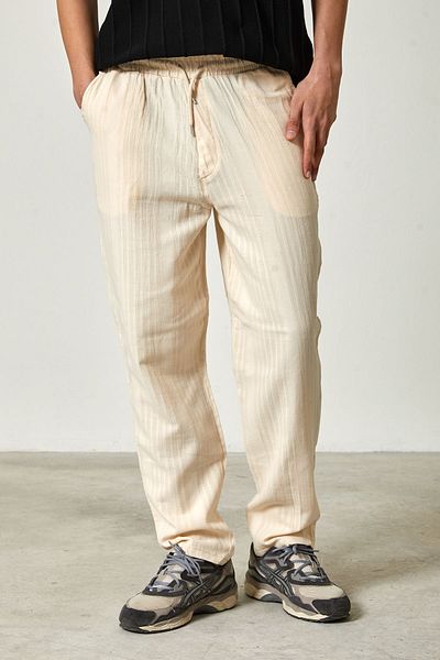 FREZZBİ Muslin Linen Fabric Men's Basic Trousers