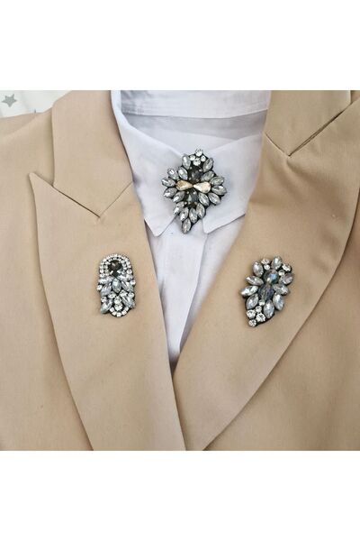 pegu baby collection GÜMÜŞ VAOOV 3 LÜ SET ÖZEL SERİ YAKA BROŞ, YAKA İĞNESİ , ...