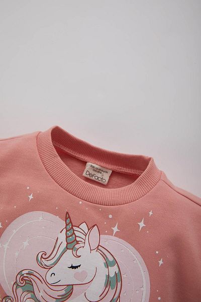DeFacto Kleid für Babymädchen mit Einhorn-Print, langärmlig B3530a523wn