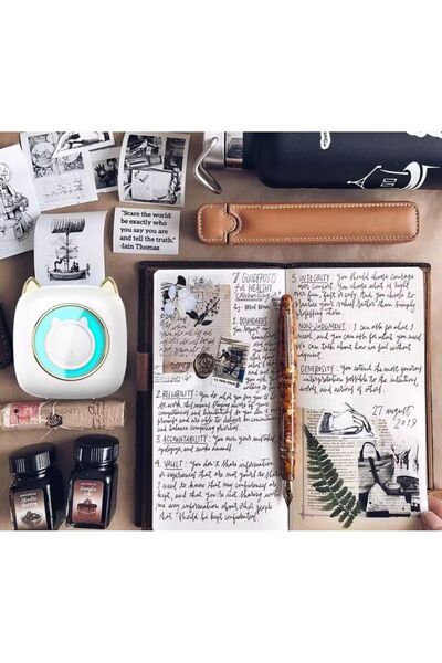Fun Print Mini Taşınabilir Bluetooth Yazıcı, Spesiyal Gold Model, Yedek 1 Bey...