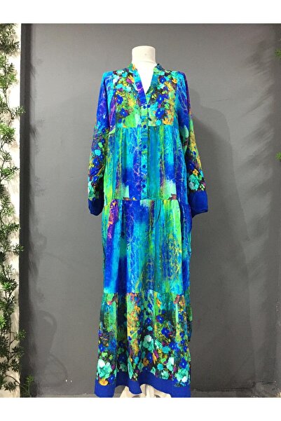 Ayşen Butik Desenli uzun elbise