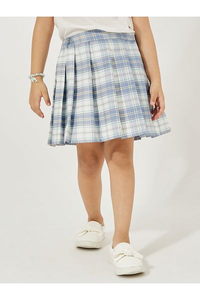 Styli Checked Pleated Preppy Skirt