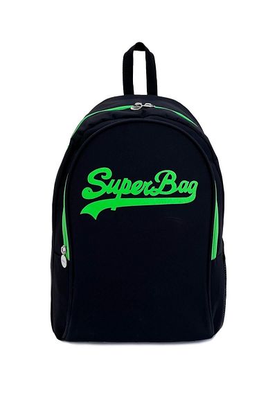 Superbag Backpack Black-phosphorescent Green Travel Course School Daily Use