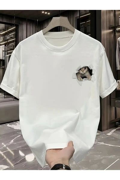 Pink Sky Μπλουζάκι Unisex Oversize Cat με στάμπα