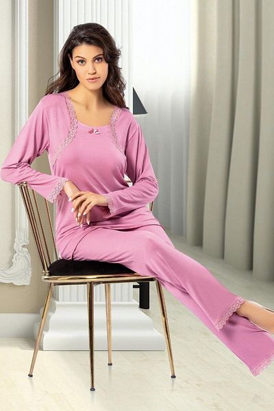 FAAL Δαντελένιο Σετ Πιτζάμες Dusty Rose 8608