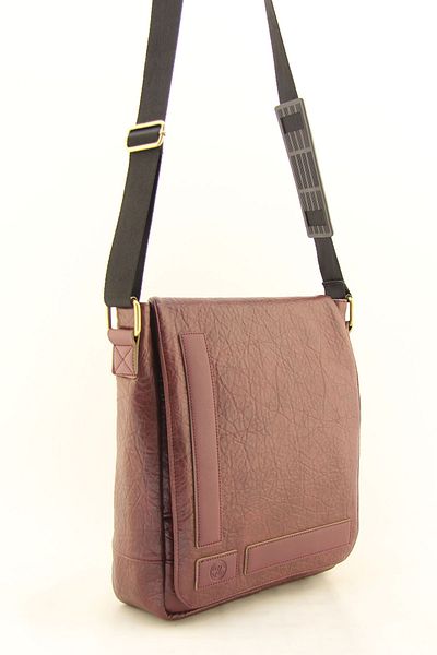 HNB Claret Red Faux Leather Unisex Waterproof Laptop Bag - Business School Paperwork Postman